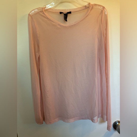 Light Pink Forever 21 Long Sleeve Mesh Shirt Size Large - Picture 4 of 5